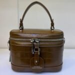 Chrisbella Crocodile-Embossed Vanity Box Bag – Top Handle Crossbody (White / Black / Brown) - Image 5