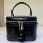 Chrisbella Crocodile-Embossed Vanity Box Bag – Top Handle Crossbody (White / Black / Brown) - Image 3