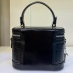 Chrisbella Crocodile-Embossed Vanity Box Bag – Top Handle Crossbody (White / Black / Brown) - Image 4