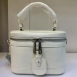 Chrisbella Crocodile-Embossed Vanity Box Bag – Top Handle Crossbody (White / Black / Brown)