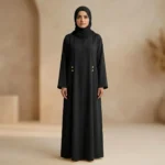 Floral Embroidered Abaya With Matching - Image 4